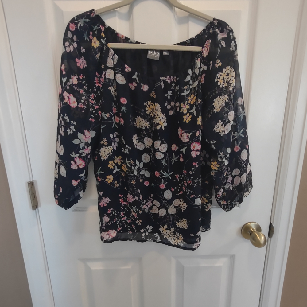 Soho Navy Floral Blouse